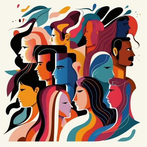 Illustration of diverse group of people