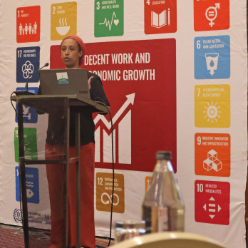 ACEIR South Africa's Dr Muna Shifa (University of Cape Town) presenting at the ILO-ACEIR workshop on 22 January 2025.