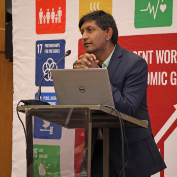 Prof. Vimal Ranchhod at the ILO-ACEIR consultative workshop in Windhoek on 22 January 2025.