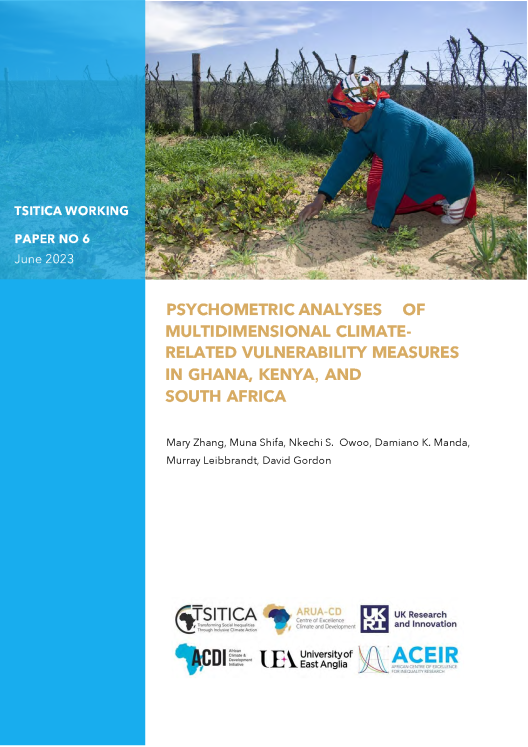 Cover of Psychometric analyses of multidimensional climate-related vulnerability measures in Ghana, Kenya, and South Africa