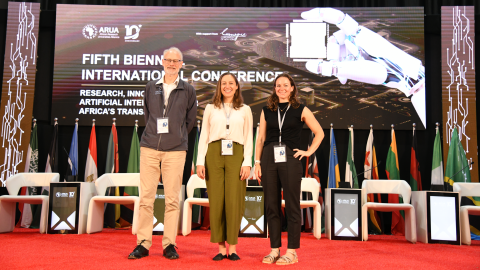 Photo of Murray Leibbrandt, Sam Carter, and Sarah Kopper at the ARUA 2025 biennial conference.