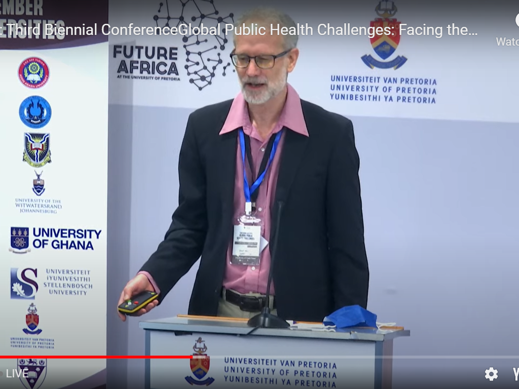 A photo of Professor Murray Leibbrandt while delivering the keynote at the third biennial conference of ARUA.