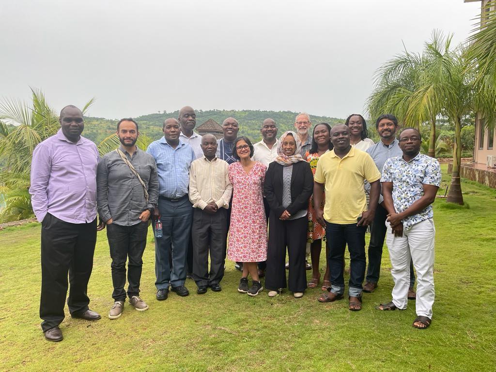 A photo of the Ghana, Kenya, and South Africa team members of ACEIR as they gathered in Ghana.